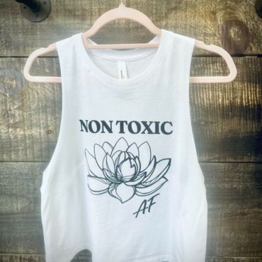 White Non Toxic AF Racerback Crop Tank