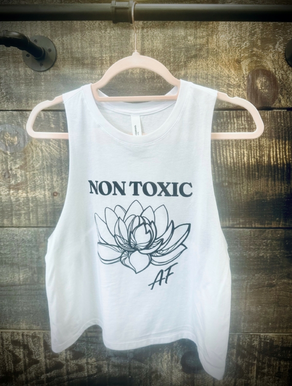White Non Toxic AF Racerback Crop Tank
