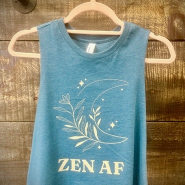 Teal Zen AF Racerback Crop Tank with Gem City Logo